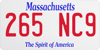 MA license plate 265NC9