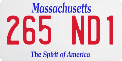 MA license plate 265ND1