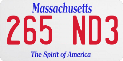 MA license plate 265ND3