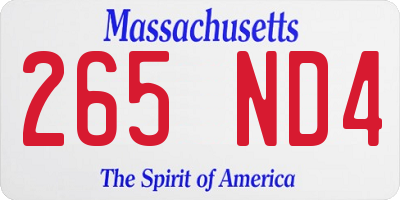 MA license plate 265ND4