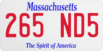 MA license plate 265ND5