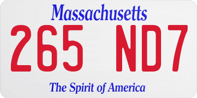 MA license plate 265ND7