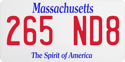 MA license plate 265ND8