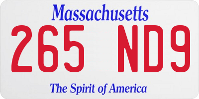MA license plate 265ND9