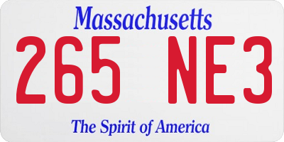 MA license plate 265NE3