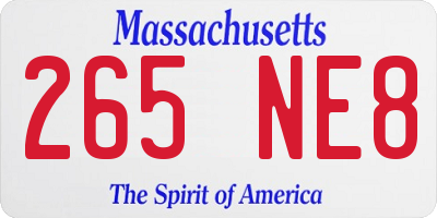 MA license plate 265NE8