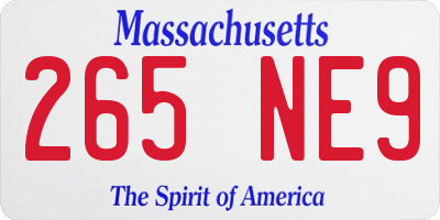 MA license plate 265NE9