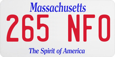MA license plate 265NF0