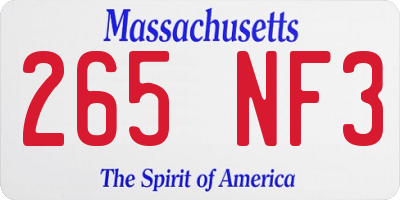 MA license plate 265NF3