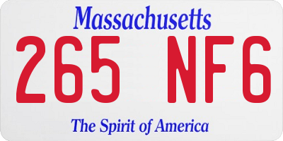 MA license plate 265NF6
