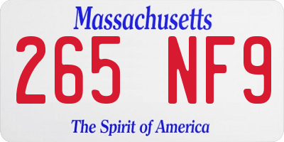 MA license plate 265NF9