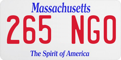 MA license plate 265NG0