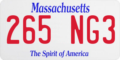 MA license plate 265NG3