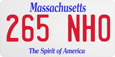 MA license plate 265NH0