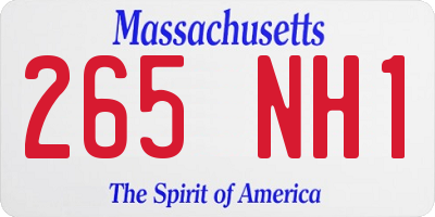 MA license plate 265NH1