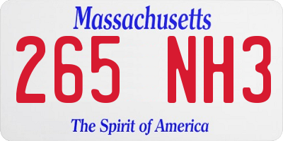 MA license plate 265NH3