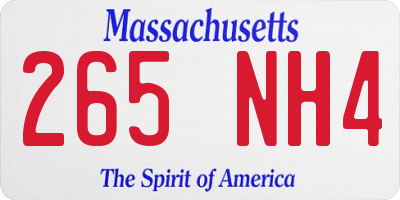 MA license plate 265NH4