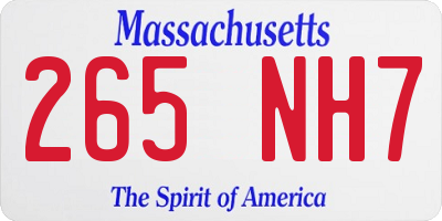 MA license plate 265NH7