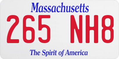 MA license plate 265NH8