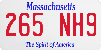 MA license plate 265NH9