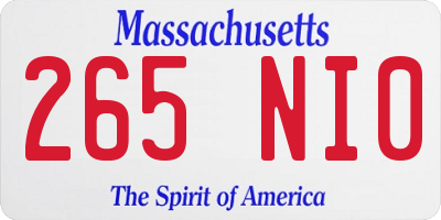 MA license plate 265NI0