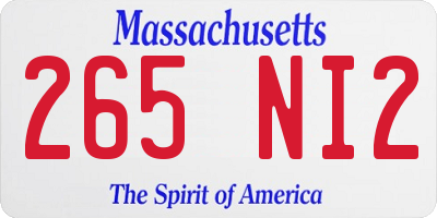 MA license plate 265NI2