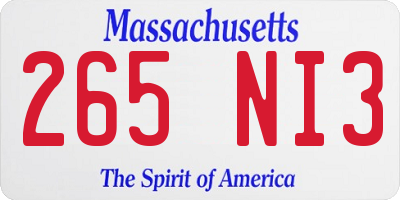 MA license plate 265NI3