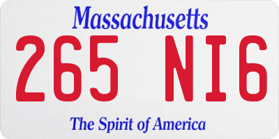 MA license plate 265NI6
