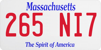 MA license plate 265NI7