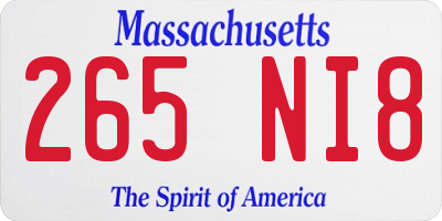 MA license plate 265NI8