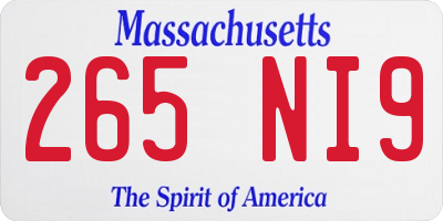 MA license plate 265NI9