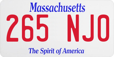 MA license plate 265NJ0