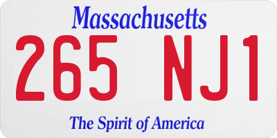 MA license plate 265NJ1