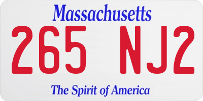 MA license plate 265NJ2