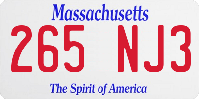 MA license plate 265NJ3