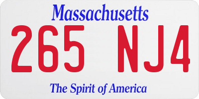 MA license plate 265NJ4