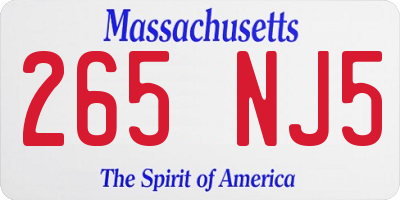 MA license plate 265NJ5