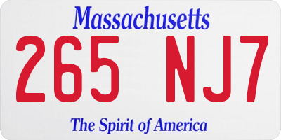 MA license plate 265NJ7