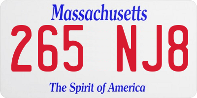 MA license plate 265NJ8