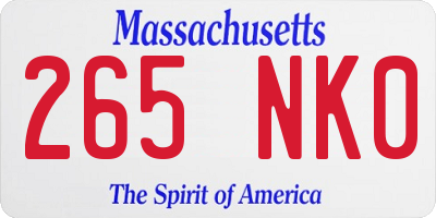 MA license plate 265NK0