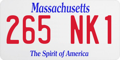 MA license plate 265NK1