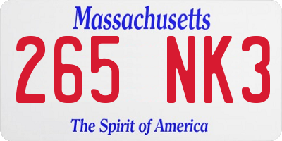 MA license plate 265NK3