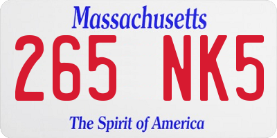 MA license plate 265NK5