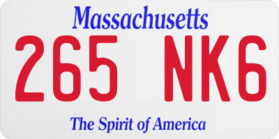 MA license plate 265NK6