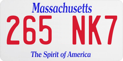 MA license plate 265NK7