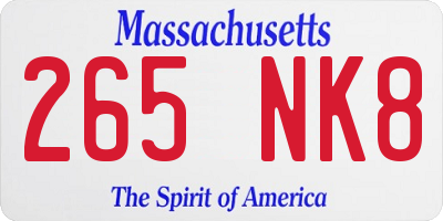 MA license plate 265NK8