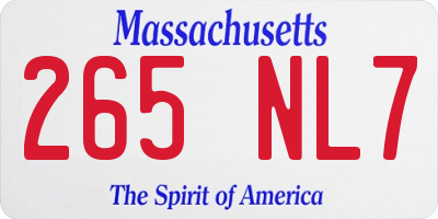 MA license plate 265NL7