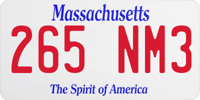 MA license plate 265NM3