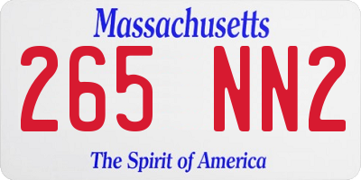MA license plate 265NN2