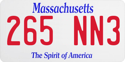 MA license plate 265NN3